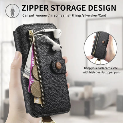 For Samsung Galaxy S23 FE Case RFID Blocking Zipper Wallet PU Leather Mobile Cover