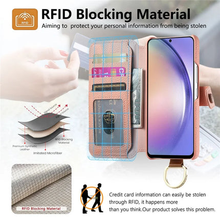 For Samsung Galaxy S23+ Case RFID Blocking Zipper Wallet PU Leather Mobile Cover