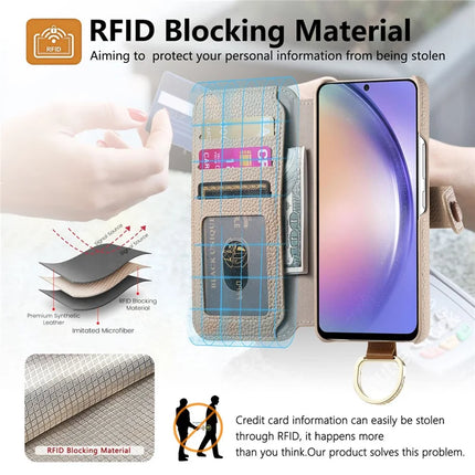 For Samsung Galaxy S23+ Case RFID Blocking Zipper Wallet PU Leather Mobile Cover