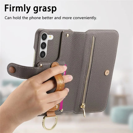 For Samsung Galaxy S23+ Case RFID Blocking Zipper Wallet PU Leather Mobile Cover