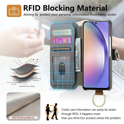 For Samsung Galaxy S23+ Case RFID Blocking Zipper Wallet PU Leather Mobile Cover