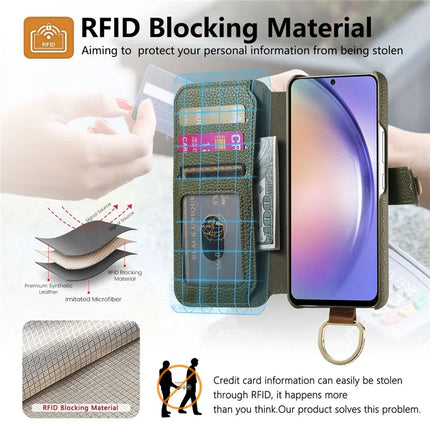 For Samsung Galaxy S23+ Case RFID Blocking Zipper Wallet PU Leather Mobile Cover