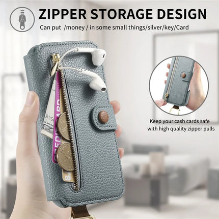 For Samsung Galaxy S23+ Case RFID Blocking Zipper Wallet PU Leather Mobile Cover