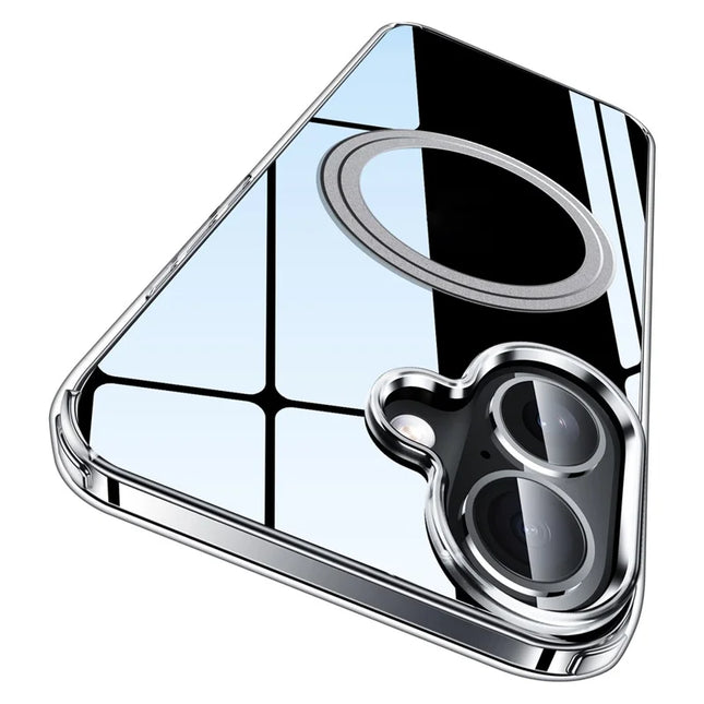 For iPhone 16 Phone Case Compatible with MagSafe TPU+PC Clear Back Cover
