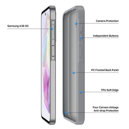 For Samsung Galaxy A56 5G / A36 5G Case DUX DUCIS Yind Series Matte Anti-Fingerprint TPU+PC Phone Back Cover