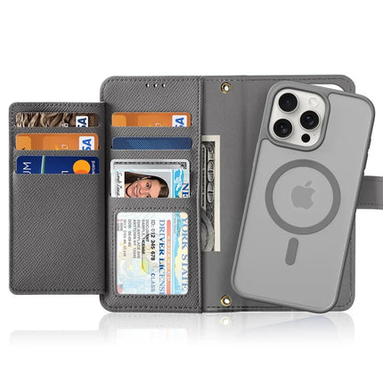 For iPhone 15 Pro Max Case DUX DUCIS Lawa Series Detachable Magnetic Cowhide Leather Cover Zipper Wallet