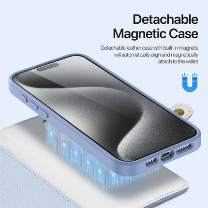 For iPhone 15 Pro Max Case DUX DUCIS Lawa Series Detachable Magnetic Cowhide Leather Cover Zipper Wallet