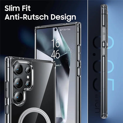 For Samsung Galaxy S22 Ultra 5G Phone Case Compatible with MagSafe TPU+PC Clear Back Cover