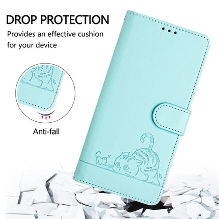 For Google Pixel 9a Case with Strap RFID Blocking Leather Wallet Phone Cover Cat Mouse Pattern