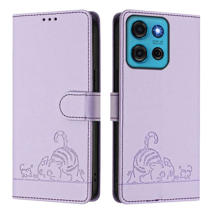 For Motorola Moto G75 5G Case with Strap RFID Blocking Leather Wallet Phone Cover Cat Mouse Pattern