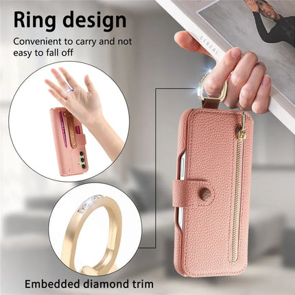 For Samsung Galaxy A06 Case RFID Blocking Zipper Wallet PU Leather Mobile Cover