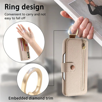 For Samsung Galaxy A06 Case RFID Blocking Zipper Wallet PU Leather Mobile Cover