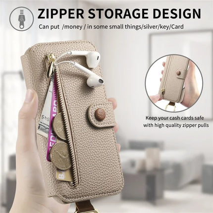 For Samsung Galaxy A06 Case RFID Blocking Zipper Wallet PU Leather Mobile Cover