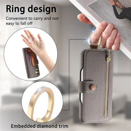 For Samsung Galaxy A06 Case RFID Blocking Zipper Wallet PU Leather Mobile Cover