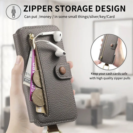 For Samsung Galaxy A06 Case RFID Blocking Zipper Wallet PU Leather Mobile Cover