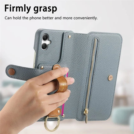 For Samsung Galaxy A06 Case RFID Blocking Zipper Wallet PU Leather Mobile Cover