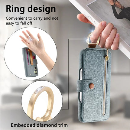 For Samsung Galaxy A06 Case RFID Blocking Zipper Wallet PU Leather Mobile Cover