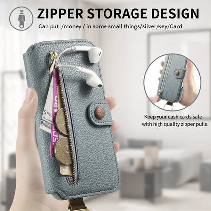 For Samsung Galaxy A06 Case RFID Blocking Zipper Wallet PU Leather Mobile Cover