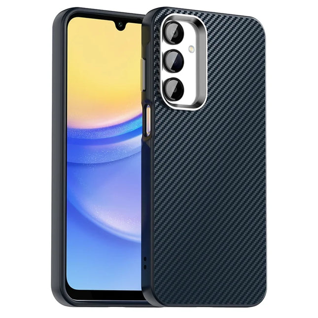 For Samsung Galaxy A16 5G / A16 4G Case Cell Phone Hybrid Back Cover Carbon Fiber Texture - Blue
