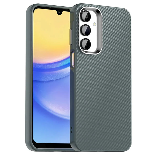 For Samsung Galaxy A15 5G / A15 4G Case Cell Phone Hybrid Back Cover Carbon Fiber Texture - Grey