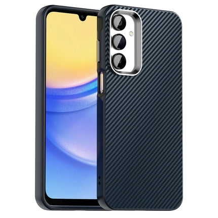 For Samsung Galaxy A15 5G / A15 4G Case Cell Phone Hybrid Back Cover Carbon Fiber Texture - Blue