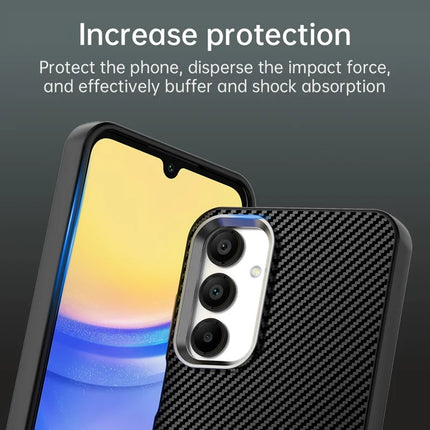 For Samsung Galaxy A25 5G (Global) (161.0 x 76.5 x 8.3mm) Case Cell Phone Hybrid Back Cover Carbon Fiber Texture