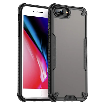 For iPhone 8 Plus / 7 Plus Case PC+TPU Semi-Transparent Frosted Finish Protective Phone Cover - Black