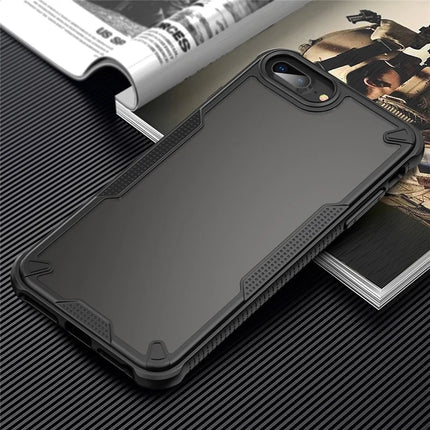 For iPhone 8 Plus / 7 Plus Case PC+TPU Semi-Transparent Frosted Finish Protective Phone Cover