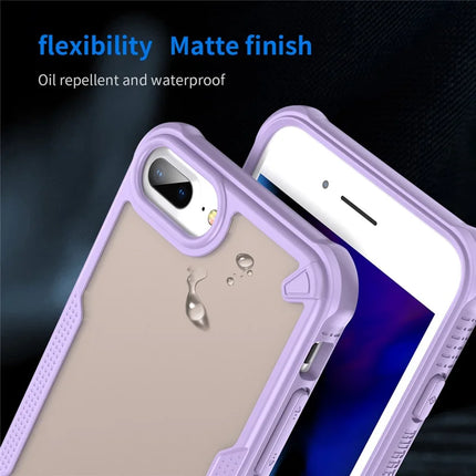 For iPhone 8 Plus / 7 Plus Case PC+TPU Semi-Transparent Frosted Finish Protective Phone Cover