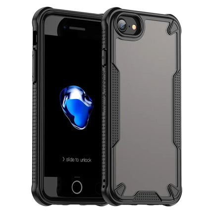 Protective Case for iPhone SE (2022) / (2020) / 8 / 7 / 6 / 6s PC+TPU Frosted Phone Back Cover - Black