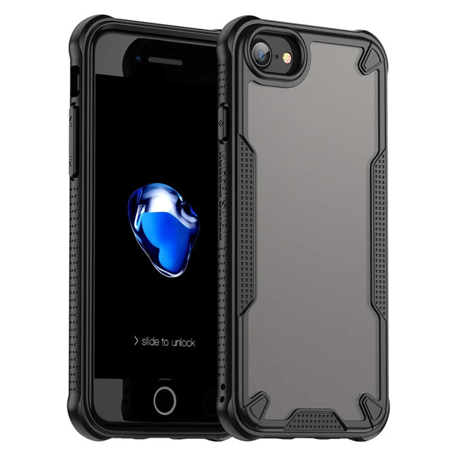 Protective Case for iPhone SE (2022) / (2020) / 8 / 7 / 6 / 6s PC+TPU Frosted Phone Back Cover - Black