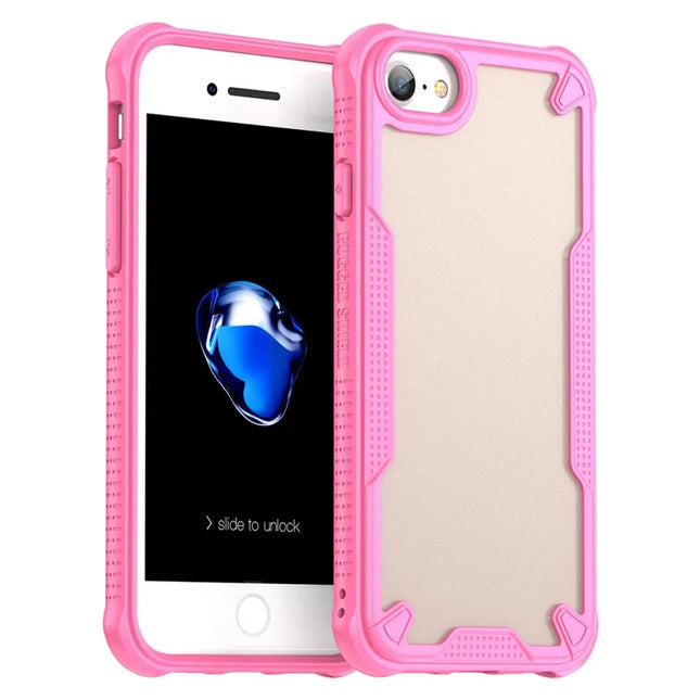 Protective Case for iPhone SE (2022) / (2020) / 8 / 7 / 6 / 6s PC+TPU Frosted Phone Back Cover - Pink