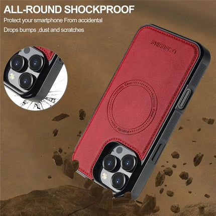 LC.IMEEKE For iPhone 16 Pro Magnetic Case Compatible with MagSafe Leather+TPU Back Cover