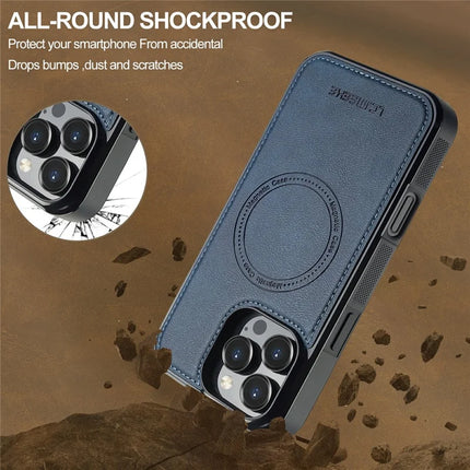 LC.IMEEKE For iPhone 16 Pro Magnetic Case Compatible with MagSafe Leather+TPU Back Cover