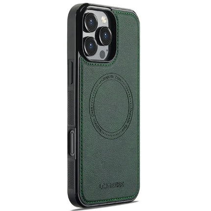 LC.IMEEKE For iPhone 16 Pro Magnetic Case Compatible with MagSafe Leather+TPU Back Cover