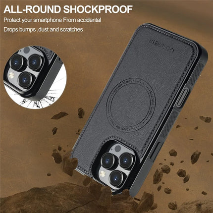 LC.IMEEKE For iPhone 16 Pro Magnetic Case Compatible with MagSafe Leather+TPU Back Cover