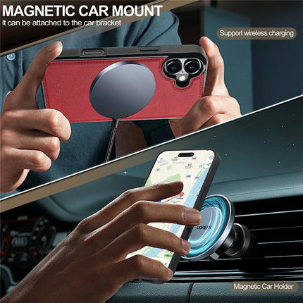 LC.IMEEKE For iPhone 16 Plus Magnetic Case Compatible with MagSafe Leather+TPU Back Cover