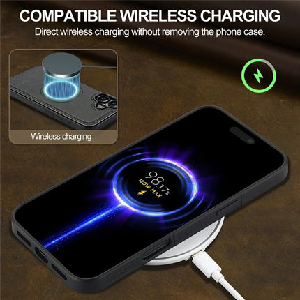 LC.IMEEKE For iPhone 16 Plus Magnetic Case Compatible with MagSafe Leather+TPU Back Cover