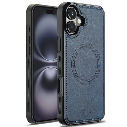 LC.IMEEKE For iPhone 16 Plus Magnetic Case Compatible with MagSafe Leather+TPU Back Cover - Blue