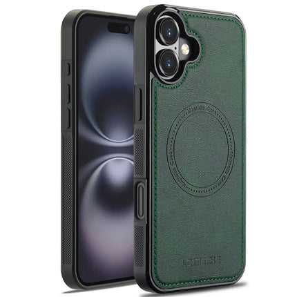 LC.IMEEKE For iPhone 16 Plus Magnetic Case Compatible with MagSafe Leather+TPU Back Cover - Green