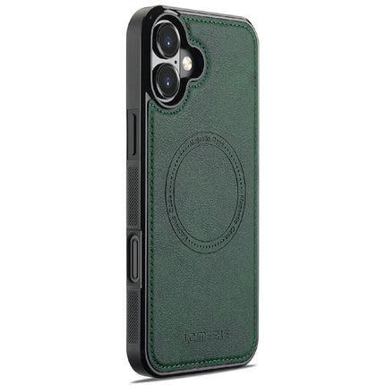 LC.IMEEKE For iPhone 16 Plus Magnetic Case Compatible with MagSafe Leather+TPU Back Cover