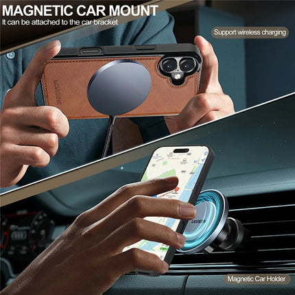 LC.IMEEKE For iPhone 16 Plus Magnetic Case Compatible with MagSafe Leather+TPU Back Cover