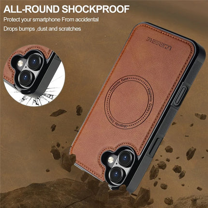LC.IMEEKE For iPhone 16 Plus Magnetic Case Compatible with MagSafe Leather+TPU Back Cover