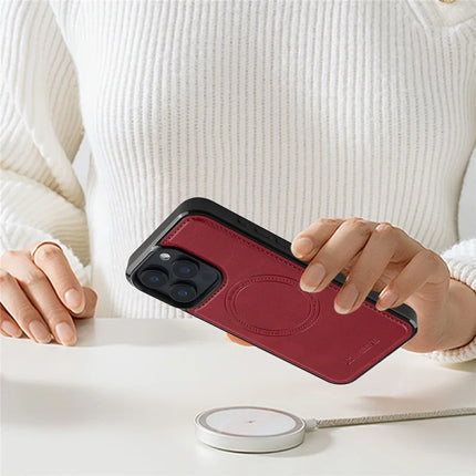 LC.IMEEKE For iPhone 15 Pro Max Magnetic Case Compatible with MagSafe Leather+TPU Back Cover