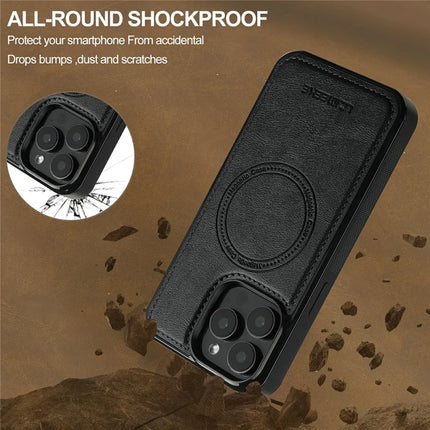 LC.IMEEKE For iPhone 15 Pro Max Magnetic Case Compatible with MagSafe Leather+TPU Back Cover