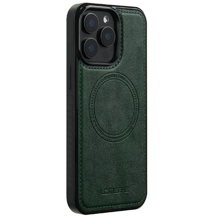 LC.IMEEKE For iPhone 15 Pro Max Magnetic Case Compatible with MagSafe Leather+TPU Back Cover