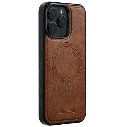 LC.IMEEKE For iPhone 15 Pro Max Magnetic Case Compatible with MagSafe Leather+TPU Back Cover
