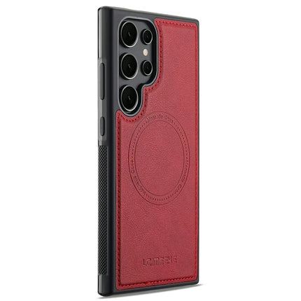 LC.IMEEKE For Samsung Galaxy S22 Ultra 5G Magnetic Case Compatible with MagSafe Leather+TPU Back Cover
