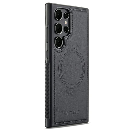 LC.IMEEKE For Samsung Galaxy S22 Ultra 5G Magnetic Case Compatible with MagSafe Leather+TPU Back Cover