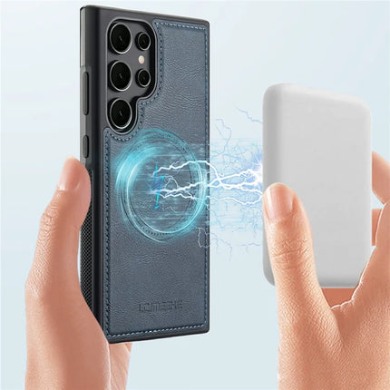LC.IMEEKE For Samsung Galaxy S22 Ultra 5G Magnetic Case Compatible with MagSafe Leather+TPU Back Cover